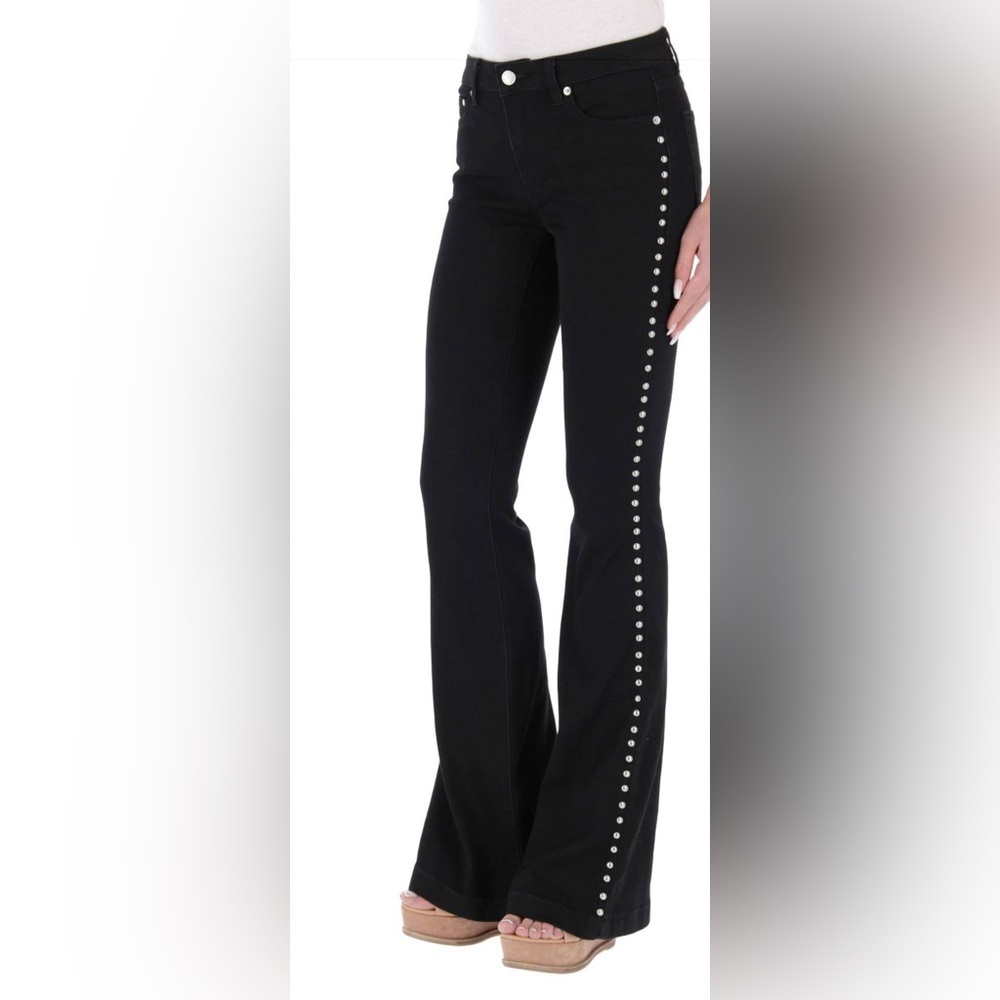 Michael Michael Kors Black Women’s Flare Stud Side Button pants Jeans Size 6